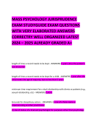 MASS PSYCHOLOGY JURISPRUDENCE EXAM STUDYGUIDE EXAM QUESTIONS WITH VERY ELABORATED ANSWERS CORRECTRY WELL ORGANIZED LATEST 2024 – 2025 ALREADY GRADED A+   