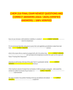 CHEM 210 FINAL EXAM NEWEST QUESTIONS AND CORRECT ANSWERS (2024 / 2025) (VERIFIED ANSWERS) | 100% VERIFIED