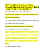 PLTW IED Final Exam Study Guide| Complete Questions and Answers| A+ Rated Solution Guide| Updated 2024-2025