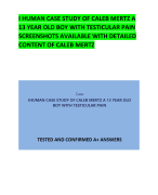 I HUMAN CASE STUDY OF CALEB MERTZ A  13 YEAR OLD BOY WITH TESTICULAR PAIN  SCREENSHOTS AVAILABLE WITH DETAILED  CONTENT OF CALEB MERTZ