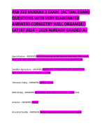 ASB 222 MODULE 3 EXAM  (ACTUAL EXAM)  QUESTIONS WITH VERY ELABORATED ANSWERS CORRECTRY WELL ORGANIZED LATEST 2024 – 2025 ALREADY GRADED A+ 