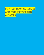 EVIP TEST EXAM QUESTIONS  AND CORRRECT VERIFIED  ANSWERS