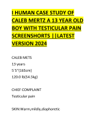 I HUMAN CASE STUDY OF CALEB MERTZ A  13 YEAR OLD BOY WITH TESTICULAR PAIN  SCREENSHOTS AVAILABLE WITH DETAILED  CONTENT OF CALEB MERTZ