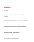 FLORIDA BOATING LICENSING 2024 EXAM QUESTIONS WITH DETAILED VERIFIED ANSWERS WELL ORGANIZED!!!