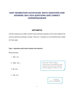 NEXT GENERATION ACCUPLACER: MATH QUESTIONS AND  ANSWERS 2023-2024 QUESTIONS AND CORRECT  ANSWERS|AGRADE