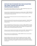 KENTUCKY HEALTH INSURANCE REAL EXAN 120 QUESTONS  AND CORRECT ANSWERS 2024-2025 LATEST  VERSION//ALREADY GRADED A+