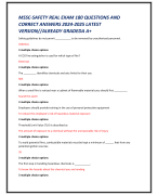 MSSC-SAFETY REAL EXAM 180 QUESTIONS AND  CORRECT ANSWERS 2024-2025 LATEST  VERSION//ALREADY GRADEDA A+