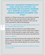 NURS 6521 ADVANCED PHARMACOLOGY  FINAL EXAM 2024 UPDATED (100 QUESTIONS) AND ACCURATE ANSWERS  100 % VERIFIED \A GRADED \ LATEST  VERSION COMPLETE DOCUMENT FOR  STUDY