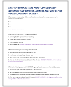 FIREFIGHTER FINAL TEST1 AND STUDY GUIDE 500+  QUESTIONS AND CORRECT ANSWERS 2024-2025 LATEST  VERSION//ALREADY GRADED A+