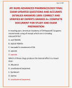 ATI NURS ADVANCED PHARMACOLOGY FINAL  EXAM UPDATED QUESTIONS AND ACCURATE  DETAILED ANSWERS 100% CORRECT AND  VERIFIED BY EXPERTS GRADED A+ COMPLETE  DOCUMENT FOR STUDY AND EXAM  PREPARATION