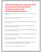 STERILE PROCESSING REAL EXAM AND STUDY  GUIDE 300 QUESTIONS AND CORRECT  ANSWERS 2024-2025 LATEST  VERSION//ALREADY GRADED A+