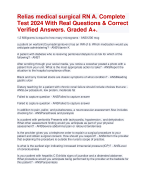 Relias medical surgical RN A. Complete Test 2024 With Real Questions & Correct Verified Answers. Graded A+. 