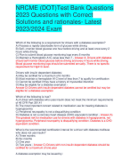 NRCME (DOT)Test Bank Questions  2023 Questions with Correct  Solutions and rationales- Latest  2023/2024 Exam