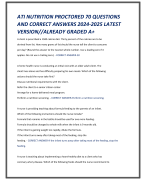 ATI NUTRITION PROCTORED 70 QUESTIONS  AND CORRECT ANSWERS 2024-2025 LATEST  VERSION//ALREADY GRADED A+