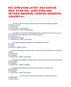 NCC EFM EXAM LATEST 2024 EDITION REAL EXAM 200+ QUESTIONS AND DETAIED ANSWERS (VERIFIED ANSWERS) |GR