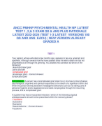 ANCC PMHNP PSYCH-MENTAL HEALTH NP LATEST  TEST 1 ,2,& 3 EXAM QS & ANS PLUS RATIONALE  LATEST 2022-2024 (TEST 1-3 LATEST VERSIONS 100  QS AND ANS EACH) | NEW VERSION ALREADY  GRADED A