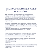 AORN PERIOP 101 FINAL EXAM STUDY GUIDE 200  QUESTIONS AND ANSWERS (2023/2024) (VERIFIED  ANSWERS BY EXPERT)