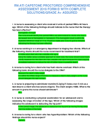 PROPHECY GENERAL ICU A RN V3 QUESTIONS &  ANSWERS, DISTINCTION LEVEL ASSIGNMENT/ FALL  2023