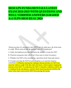 HESI LPN FUNDAMENTALS LATEST  EXAM 2024-2025 WITH QUESTIONS AND  WELL VERIFIED ANSWERS [GRADED  A+] //LPN HESI REAL 2024