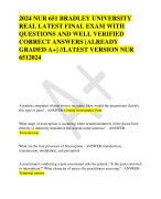 2024 NUR 651 BRADLEY UNIVERSITY  REAL LATEST FINAL EXAM WITH  QUESTIONS AND WELL VERIFIED  CORRECT ANSWERS [ALREADY  GRADED A+] //LATES2024