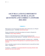 ASCP MLS LATEST(2 DIFFERENT  VERSIONS) 210 REAL EXAM  QUESTIONS AND CORRECT ANSWERS  2022-2024