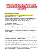 INTRODUCTION TO IT EXAM QUESTIONS  ANDVERIFIEDANSWERS-2023 EXPERT  FEEDBACK 