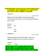 NIH Stroke Scale Group A Patient 1-6 – All Test Groups A-F (patients 1-6) Answer key Updated Spring 2023. Graded A+. 