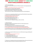 HESI RN EXIT EXAMLEGACY V12022-2023 QUESTIONS&ANSWERSGRADED A