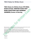 TNCC Notes for Written Exam 9TH REAL  EXAM ACTUAL VERIFIED EXAM TEST  BANK QUESTIONS AND ANSWERS  ANSWERS, Exams of Nursing