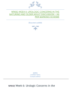 NR602 WEEK 6: UROLOGIC CONCERNS IN THE  MATURING AND OLDER ADULT DISCUSSION–AS  PER MARKING SCHEME