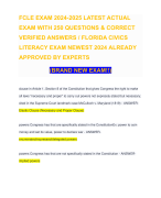 FCLE EXAM 2024-2025 LATEST ACTUAL EXAM WITH 250 QUESTIONS & CORRECT VERIFIED ANSWERS / FLORIDA CIVICS LITERACY EXAM NEWEST 2024 ALREADY APPROVED BY EXPERTS  (BRAND NEW EXAM!!)