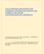 ATI NUTRITION QUESTIONS AND  VERIFIED ANSWERS QUESTIONS AND  CORRECT DETAILED  ANSWERS|ALREADY GRADED A+