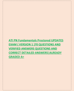 ATI PN Fundamentals Proctored UPDATES  EXAM ( VERSION 1 )70 QUESTIONS AND  VERIFIED ANSWERS QUESTIONS AND  CORRECT DETAILED ANSWERS|ALREADY  GRADED A+