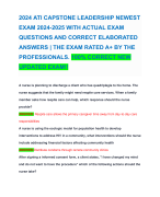 2024 ATI CAPSTONE LEADERSHIP NEWEST EXAM 2024-2025 WITH ACTUAL EXAM QUESTIONS AND CORRECT ELABORATED ANSWERS | THE EXAM RATED A+ BY THE PROFESSIONALS. 100% CORRECT NEW UPDATED EXAM!!