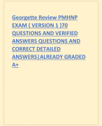 Georgette Review PMHNP EXAM ( VERSION 1 )70  QUESTIONS AND VERIFIED  ANSWERS QUESTIONS AND  CORRECT DETAILED  ANSWERS|ALREADY GRADED  A+