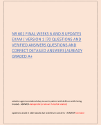 NR 601 FINAL WEEKS 6 AND 8 UPDATES  EXAM ( VERSION 1 )70 QUESTIONS AND  VERIFIED ANSWERS QUESTIONS AND  CORRECT DETAILED ANSWERS|ALREADY  GRADED A+