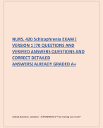 NURS. 420 Schizophrenia EXAM (  VERSION 1 )70 QUESTIONS AND  VERIFIED ANSWERS QUESTIONS AND  CORRECT DETAILED  ANSWERS|ALREADY GRADED A+