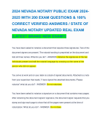 2024 NEVADA NOTARY PUBLIC EXAM 2024-2025 WITH 200 EXAM QUESTIONS & 100% CORRECT VERIFIED ANSWERS / STATE OF NEVADA NOTARY UPDATED REAL EXAM (LATEST BRAND NEW EXAM!!)