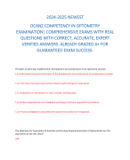 2024-2025 NEWEST   OCANZ COMPETENCY IN OPTOMETRY EXAMINATION| COMPREHENSIVE EXAMS WITH REAL QUESTIONS WITH CORRECT, ACCURATE, EXPERT VERIFIED ANSWERS. ALREADY GRADED A+ FOR GUARANTEED EXAM SUCCESS