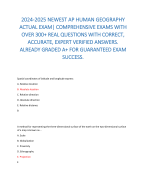 2024-2025 NEWEST AP HUMAN GEOGRAPHY ACTUAL EXAM| COMPREHENSIVE EXAMS WITH OVER 300+ REAL QUESTIONS WITH CORRECT, ACCURATE, EXPERT VERIFIED ANSWERS. ALREADY GRADED A+ FOR GUARANTEED EXAM SUCCESS. 