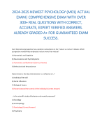 2024-2025 NEWEST PSYCHOLOGY (M01) ACTUAL EXAM| COMPREHENSIVE EXAM WITH OVER 300+ REAL QUESTIONS WITH CORRECT, ACCURATE, EXPERT VERIFIED ANSWERS. ALREADY GRADED A+ FOR GUARANTEED EXAM SUCCESS. 