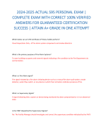 2024-2025 ACTUAL S95 PERSONAL EXAM | COMPLETE EXAM WITH CORRECT 100% VERIFIED ANSWERS FOR GUARANTEED CERTIFICATION SUCCESS | ATTAIN A+ GRADE IN ONE ATTEMPT     