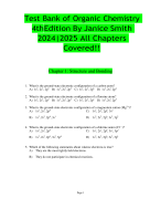 Test Bank of Organic Chemistry 4th Edition By Janice Smith  2024|2025 All Chapters  Covered!!