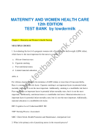 MATERNITY AND WOMEN HEALTH CARE  12th EDITION  TEST BANK by lowdermilk
