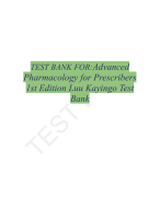 TEST BANK FOR:Advanced Pharmacology for Prescribers 1st Edition Luu Kayingo Test Bank