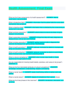 Health Assessment: Final Exam