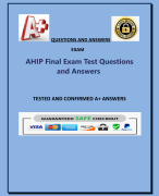 AHIP Final Exam Test Questions  and Answers