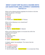 WEST COAST EMT BLOCK 2 EXAMS WITH  220 QUESTIONS AND CORRECT ANSWERS  RATED A+