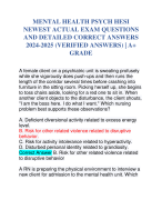 MENTAL HEALTH PSYCH HESI NEWEST ACTUAL EXAM QUESTIONS AND DETAILED CORRECT ANSWERS 2024-2025 (VERIFIED ANSWERS) | A+ GRADE