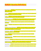 NUR201 Nursing Definitions